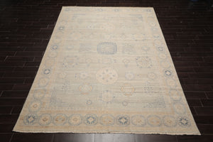 LoomBloom Multi Size Beige Hand Knotted Afghan Oushak Transitional Geometric Wool Oriental Area Rug
