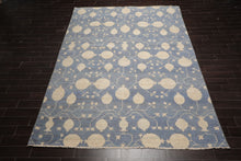 LoomBloom Multi Size Blue Hand Knotted Afghan Oushak Transitional All-Over Wool Oriental Area Rug
