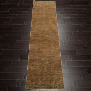 3x10 Gold, Green, Rust Color Hand Knotted Peshawar Wool Contemporary Oriental Rug