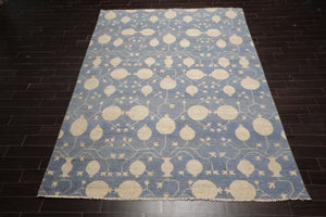 LoomBloom Multi Size Blue Hand Knotted Afghan Oushak Transitional All-Over Wool Oriental Area Rug