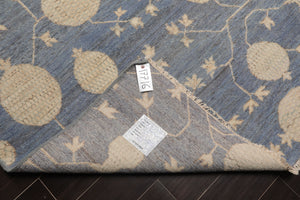 LoomBloom Multi Size Blue Hand Knotted Afghan Oushak Transitional All-Over Wool Oriental Area Rug