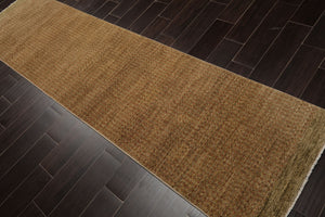 3x10 Gold, Green, Rust Color Hand Knotted Peshawar Wool Contemporary Oriental Rug