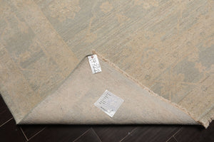 9x12 Gray, Moss, Beige Color Hand Knotted Afghan Oushak Wool Traditional Oriental Rug
