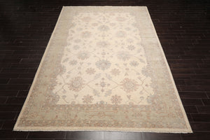 10x14 Ivory, Beige, Rust Color Hand Knotted Afghan Oushak Wool Traditional Oriental Rug