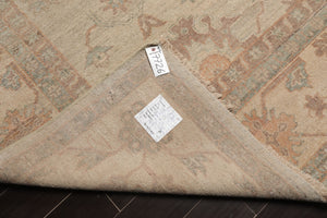 9x12 Beige, Peach, Rust Color Hand Knotted Afghan Oushak Wool Traditional Oriental Rug