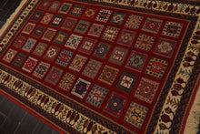 4x6 Rust, Ivory, Blue Color Hand Knotted Shiraz Wool Traditional Oriental Rug