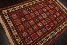 4x6 Rust, Ivory, Blue Color Hand Knotted Shiraz Wool Traditional Oriental Rug