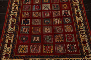 4x6 Rust, Ivory, Blue Color Hand Knotted Shiraz Wool Traditional Oriental Rug