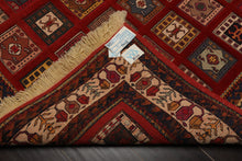 4x6 Rust, Ivory, Blue Color Hand Knotted Shiraz Wool Traditional Oriental Rug