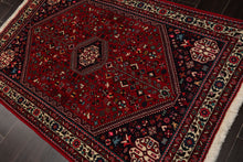 3x5 Red, Navy, Ivory Color Hand Knotted Abadeh Wool & Silk Traditional Oriental Rug