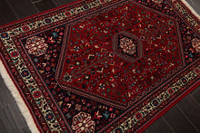 3x5 Red, Navy, Ivory Color Hand Knotted Abadeh Wool & Silk Traditional Oriental Rug