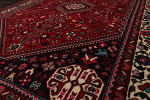 3x5 Red, Navy, Ivory Color Hand Knotted Abadeh Wool & Silk Traditional Oriental Rug