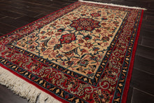 3x5 Beige, Red, Blue Color Hand Knotted Espahan Wool Traditional Oriental Rug