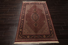4x6 Red, Navy, Green Color Hand Knotted Tabriz Wool & Silk Traditional Oriental Rug