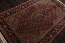 4x6 Red, Navy, Green Color Hand Knotted Tabriz Wool & Silk Traditional Oriental Rug