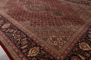 4x6 Red, Navy, Green Color Hand Knotted Tabriz Wool & Silk Traditional Oriental Rug