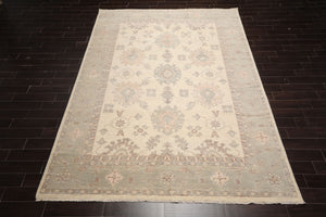 9'x12' Ivory Hand Knotted Afghan Oushak Traditional Wool Oriental Area Rug