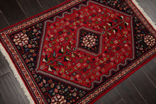 2x4 Red, Navy, Ivory Color Hand Knotted Abadeh Wool Traditional Oriental Rug