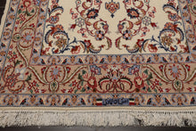 3x5 Ivory, Peach, Blue Color Hand Knotted Isfahan Wool & Silk Traditional Oriental Rug