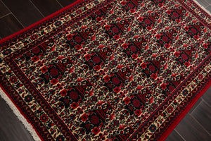 3x5 Ivory, Red, Black Color Hand Knotted Abadeh Wool Traditional Oriental Rug