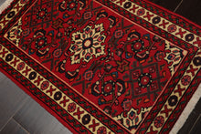 2x3 Rust, Ivory, Blue Color Hand Knotted Abadeh Wool Traditional Oriental Rug