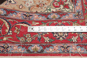 3x5 Ivory, Red, Blue Color Hand Knotted Isfahan Wool & Silk Traditional Oriental Rug