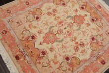 3x4 Ivory, rose, Gray Color Hand Knotted Tabriz Wool & Silk Traditional Oriental Rug