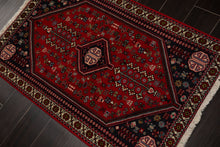3x5 Red, Navy, Ivory Color Hand Knotted Abadeh Wool Traditional Oriental Rug