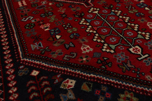 3x5 Red, Navy, Ivory Color Hand Knotted Abadeh Wool Traditional Oriental Rug