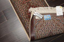 Runner Ivory, Brown, Pink Color Hand Knotted Tabriz Wool & Silk Traditional Oriental Rug