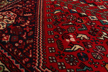 3x5 Red, Navy, Ivory Color Hand Knotted Abadeh Wool Traditional Oriental Rug
