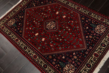 3x5 Red, Ivory, Navy Color Hand Knotted Abadeh Wool Traditional Oriental Rug