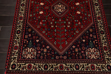 3x5 Red, Ivory, Navy Color Hand Knotted Abadeh Wool Traditional Oriental Rug