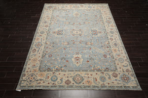 9x12 Blue, Tan, Rust Color Hand Knotted Khyber Wool Traditional Oriental Rug