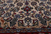 2x3 Ivory, Red, Blue Color Hand Knotted Isfahan Wool & Silk Traditional Oriental Rug