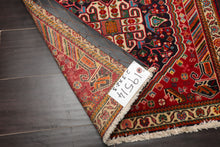 Square Navy, Red, Green Color Hand Knotted Abadeh Wool Traditional Oriental Rug