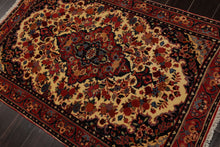 3x5 Ivory, Rust, Navy Color Hand Knotted Sarouk Wool Traditional Oriental Rug