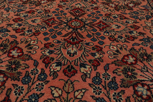 3x5 Rose, Navy, Beige Color Hand Knotted Sarouk Wool Traditional Oriental Rug