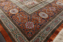 7x10 Hand Knotted Silk Garden/Panel Caramel Qum All Silk Traditional 600 KPSI Oriental Rug