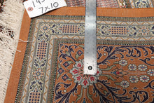 7x10 Hand Knotted Silk Garden/Panel Caramel Qum All Silk Traditional 600 KPSI Oriental Rug