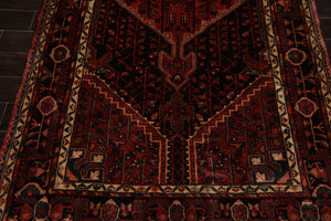 5x10 Rust, Ivory, Charcoal Color Hand Knotted Malayer Wool Traditional Oriental Rug