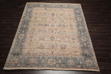 8x10 Beige, Tan, Rose Color Hand Knotted Distressed Wool Traditional Oriental Rug