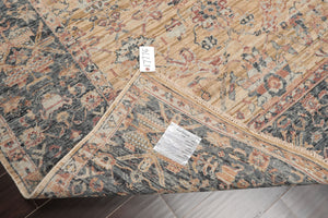 8x10 Beige, Tan, Rose Color Hand Knotted Distressed Wool Traditional Oriental Rug