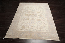9x12 Ivory, Taupe, Tan Color Hand Knotted Afghan Oushak Wool Traditional Oriental Rug