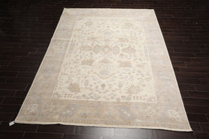 9x12 Ivory, Taupe, Tan Color Hand Knotted Afghan Oushak Wool Traditional Oriental Rug