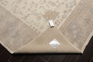 9x12 Ivory, Taupe, Tan Color Hand Knotted Afghan Oushak Wool Traditional Oriental Rug