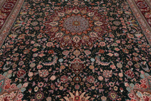 9x12 Emerald, Burgundy, Aqua Color Hand Knotted Sino Persian Wool & Silk Traditional Oriental Rug