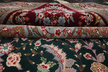9x12 Emerald, Burgundy, Aqua Color Hand Knotted Sino Persian Wool & Silk Traditional Oriental Rug