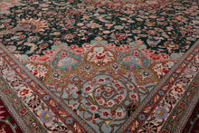 9x12 Emerald, Burgundy, Aqua Color Hand Knotted Sino Persian Wool & Silk Traditional Oriental Rug
