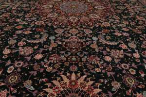 9x12 Emerald, Burgundy, Aqua Color Hand Knotted Sino Persian Wool & Silk Traditional Oriental Rug